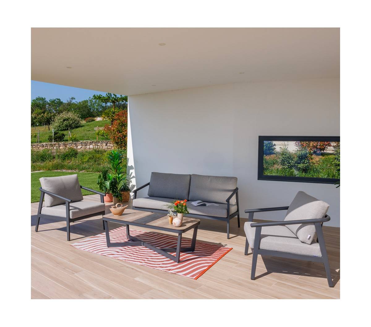 salon de jardin - 4 places en Aluminium - FONTANA - Image 1