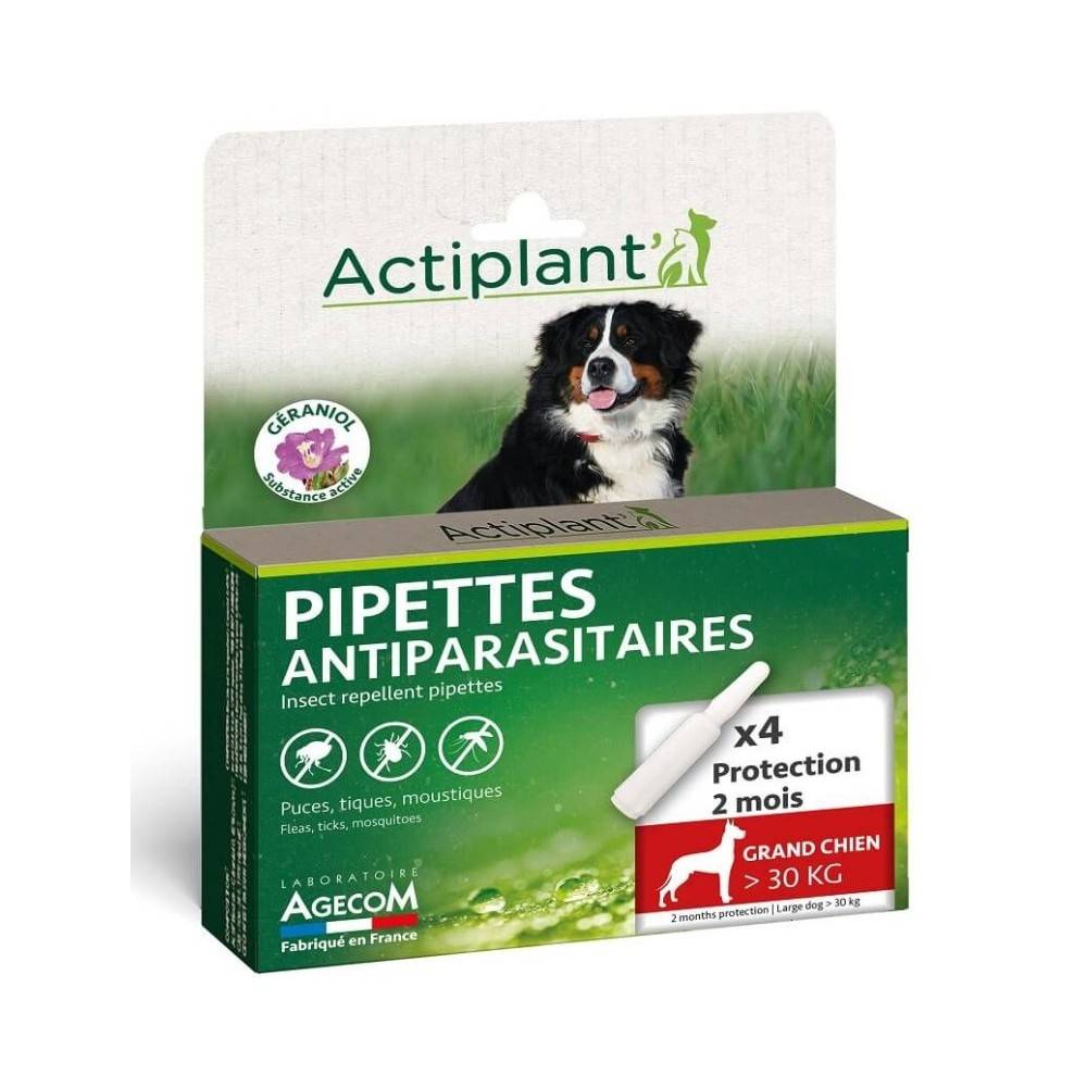 Pipettes Actiplant - Grand Chiens  L 30kg  - Bio 2 pipettes