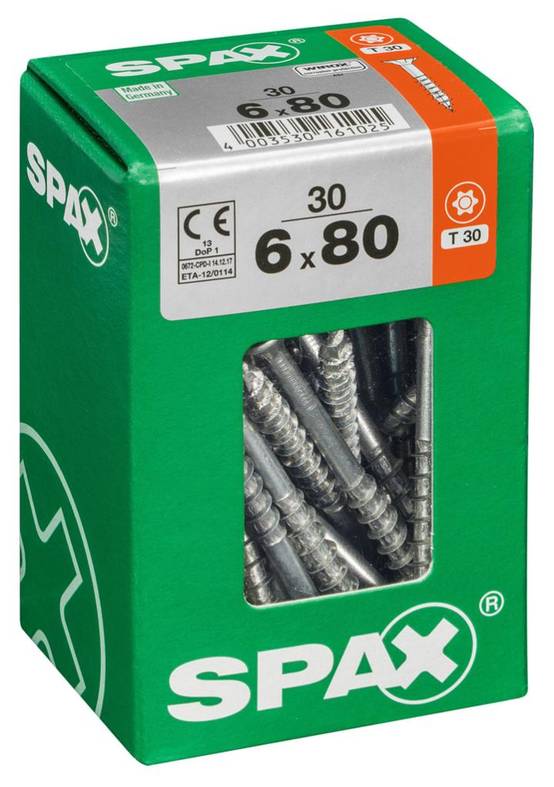 Spax - Lot de 30 vis acier tête fraisée torx SPAX, Diam.6 mm x L.80 mm - Image 1