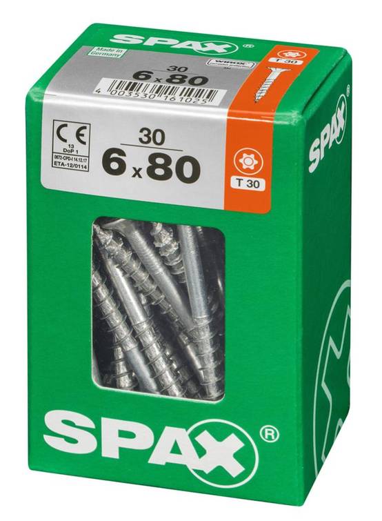 Spax - Lot de 30 vis acier tête fraisée torx SPAX, Diam.6 mm x L.80 mm - Image 4