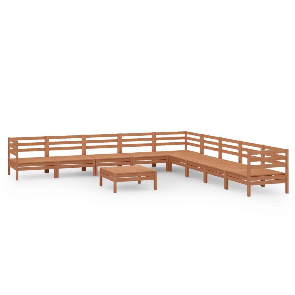 Helloshop26 - Salon de jardin meuble d'extérieur ensemble de mobilier 10 pièces bois de pin massif marron miel - Image 1
