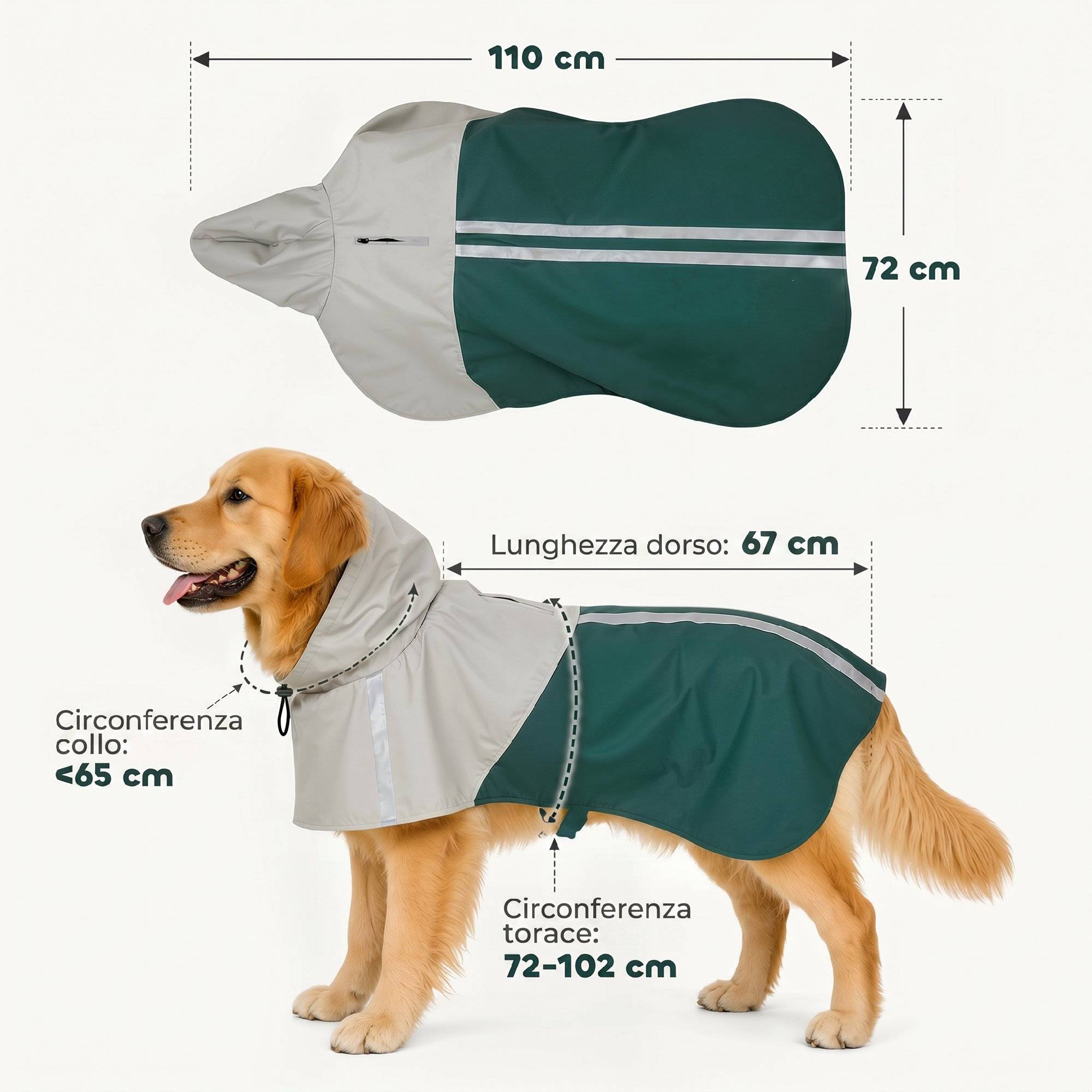 Sans Marque - Imperméable grands chiens 20 à 30 kg capuche verte - Image 5