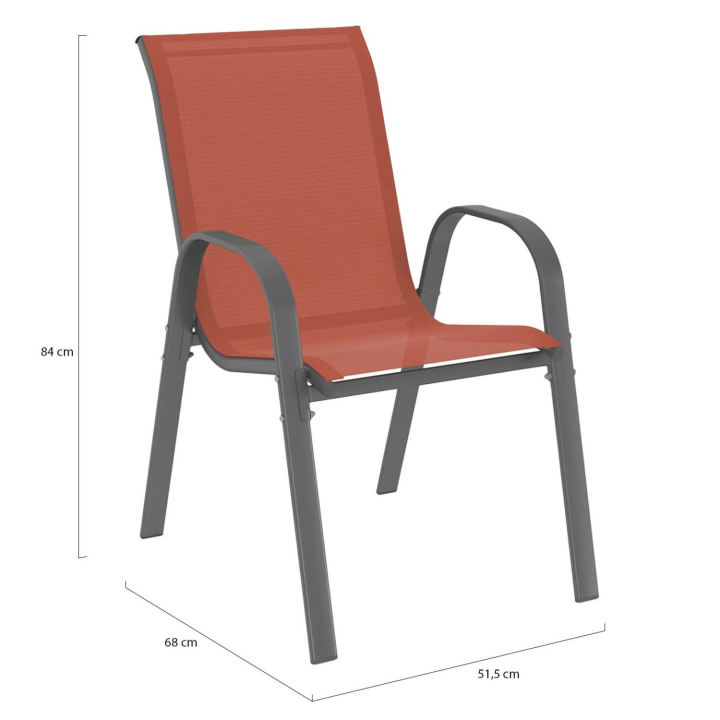 Lot de 4 chaises de jardin LYMA métal et textilène empilables terracotta - Image 6