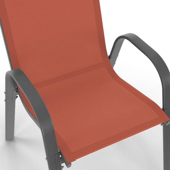 Lot de 4 chaises de jardin LYMA métal et textilène empilables terracotta - Image 7