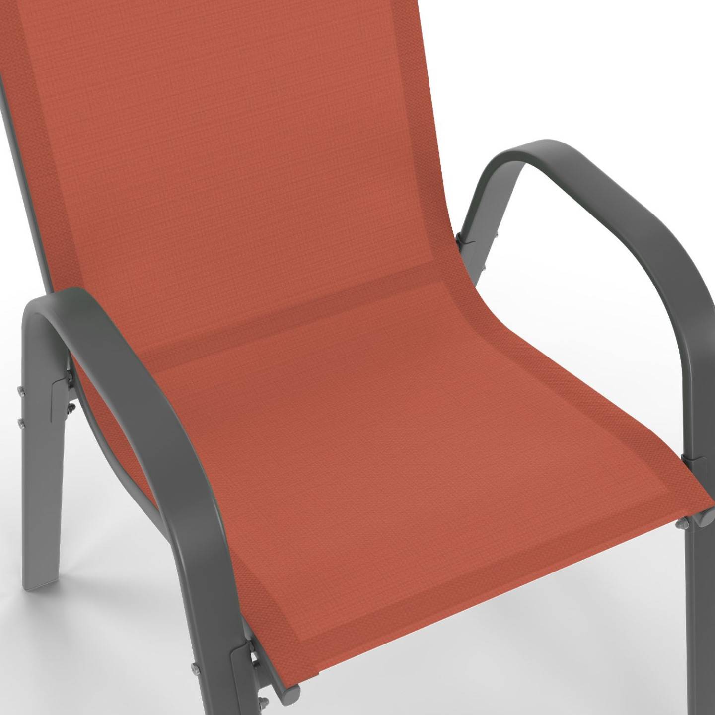 Lot de 4 chaises de jardin LYMA métal et textilène empilables terracotta - Image 7