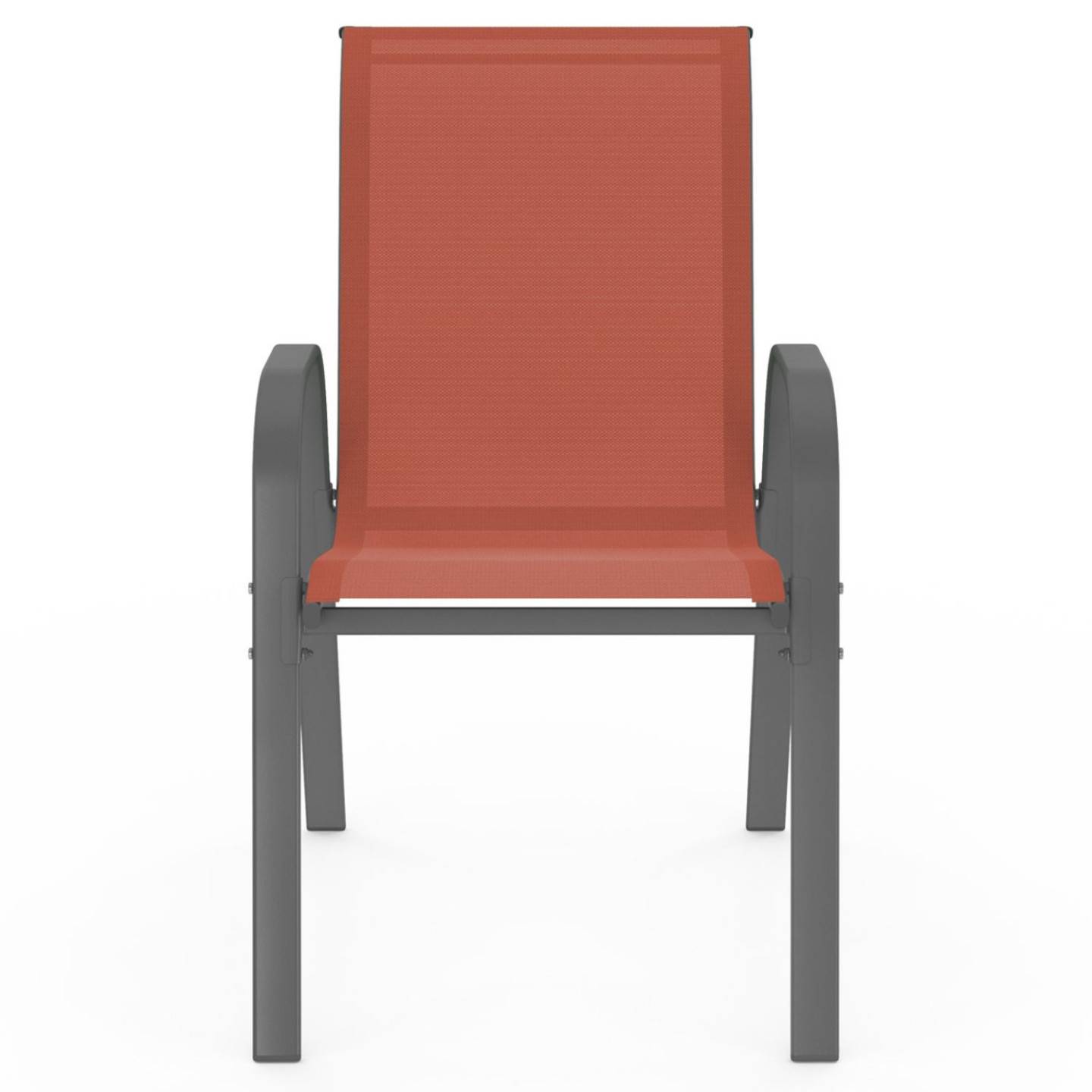 Lot de 4 chaises de jardin LYMA métal et textilène empilables terracotta - Image 3