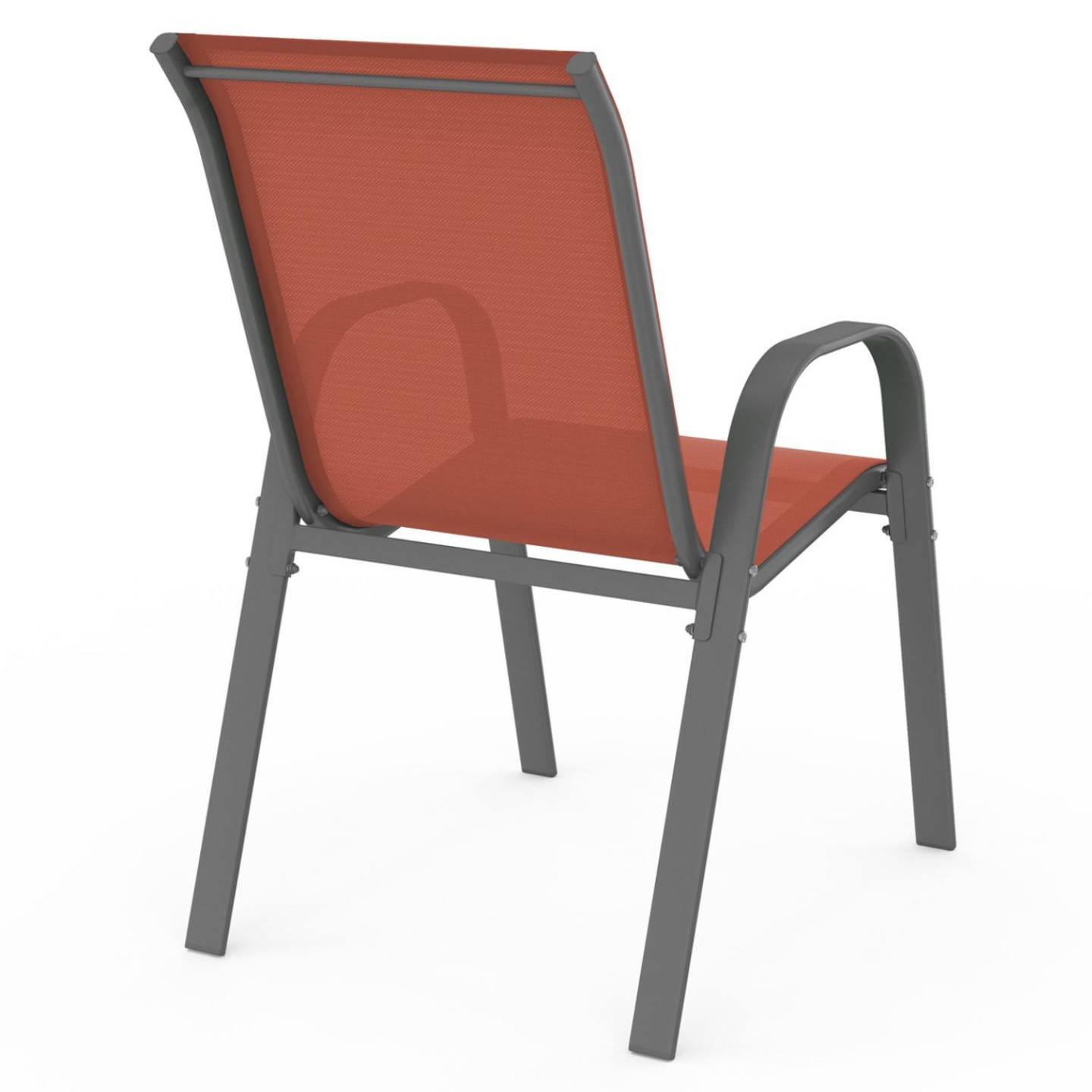 Lot de 4 chaises de jardin LYMA métal et textilène empilables terracotta - Image 5