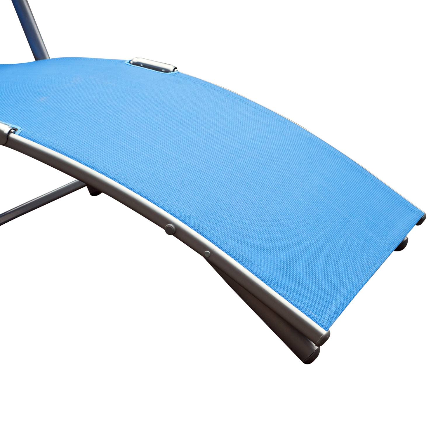 Outsunny - Bain de soleil pliable dossier inclinable multi-positions têtière fournie métal époxy textilène bleu - Outsunny - Image 9
