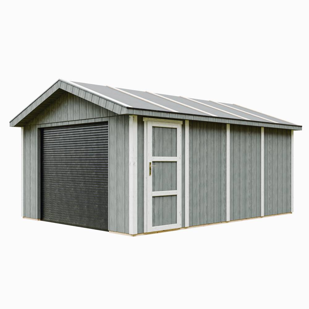 Timbela - Garage Qualité Premium 17 m² / L378xl530 cm - garage pour auto, moto, vélos, machines de jardinage - Abri de jardin - Timbela M991B-CAVERN STEEL - Image 1