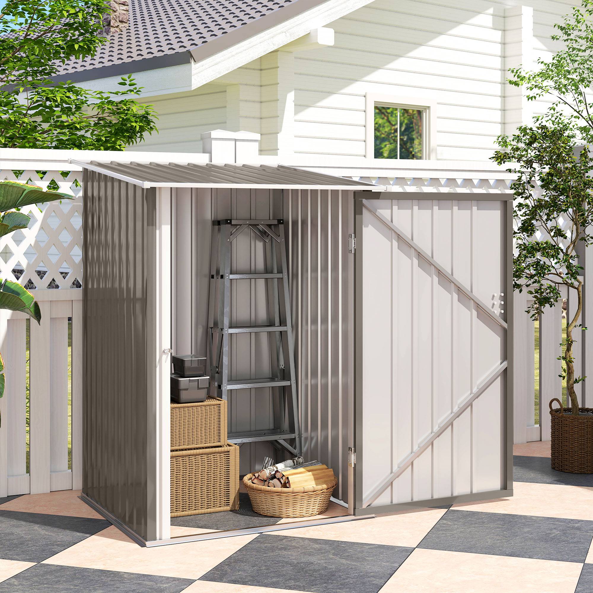 Abri de Jardin 1m² - Remise pour Outils - cabanon Porte verrouillable - dim. 1L x 1,03l x 1,6H m - tôle d'acier ondulée - Image 10