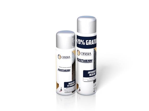 Vernis antirouille OBBIA RUSTVAERN Spray - Noir - Flacon de 500ml - RUSTSPN