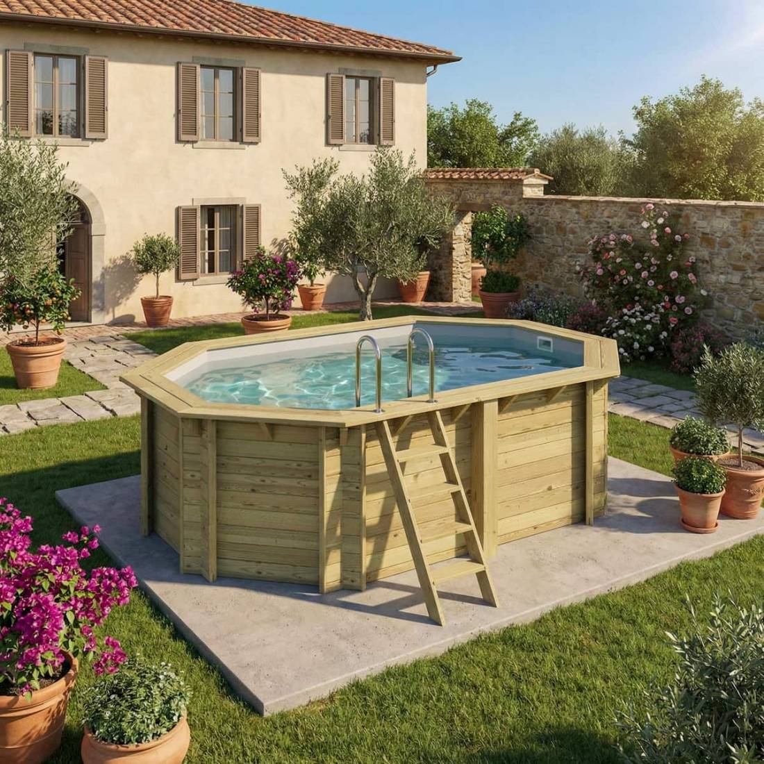 Altanka - Piscine hors sol en bois NEMO 4.3 x 3 - H.1.31 m, gris clair, fixations à visser - BAS7303OSPL2 - ALTANKA - Image 2