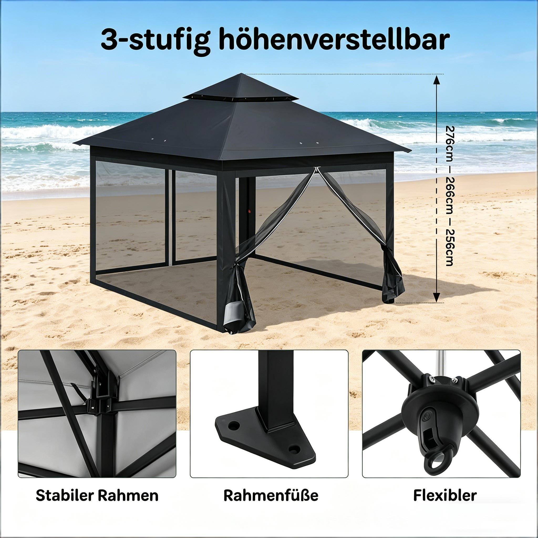Tente de jardin extérieure à double paroi, tentes de fête, gazebo extérieur, gazebo portable pour terrasse (gazebo uniquement) - Image 3
