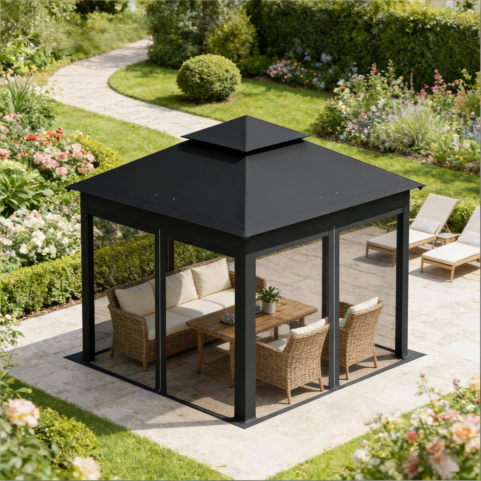Tente de jardin extérieure à double paroi, tentes de fête, gazebo extérieur, gazebo portable pour terrasse (gazebo uniquement) - Image 2