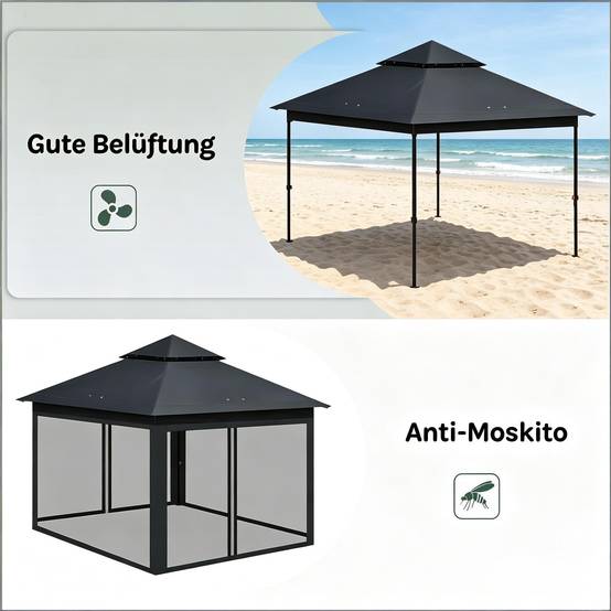 Tente de jardin extérieure à double paroi, tentes de fête, gazebo extérieur, gazebo portable pour terrasse (gazebo uniquement) - Image 5