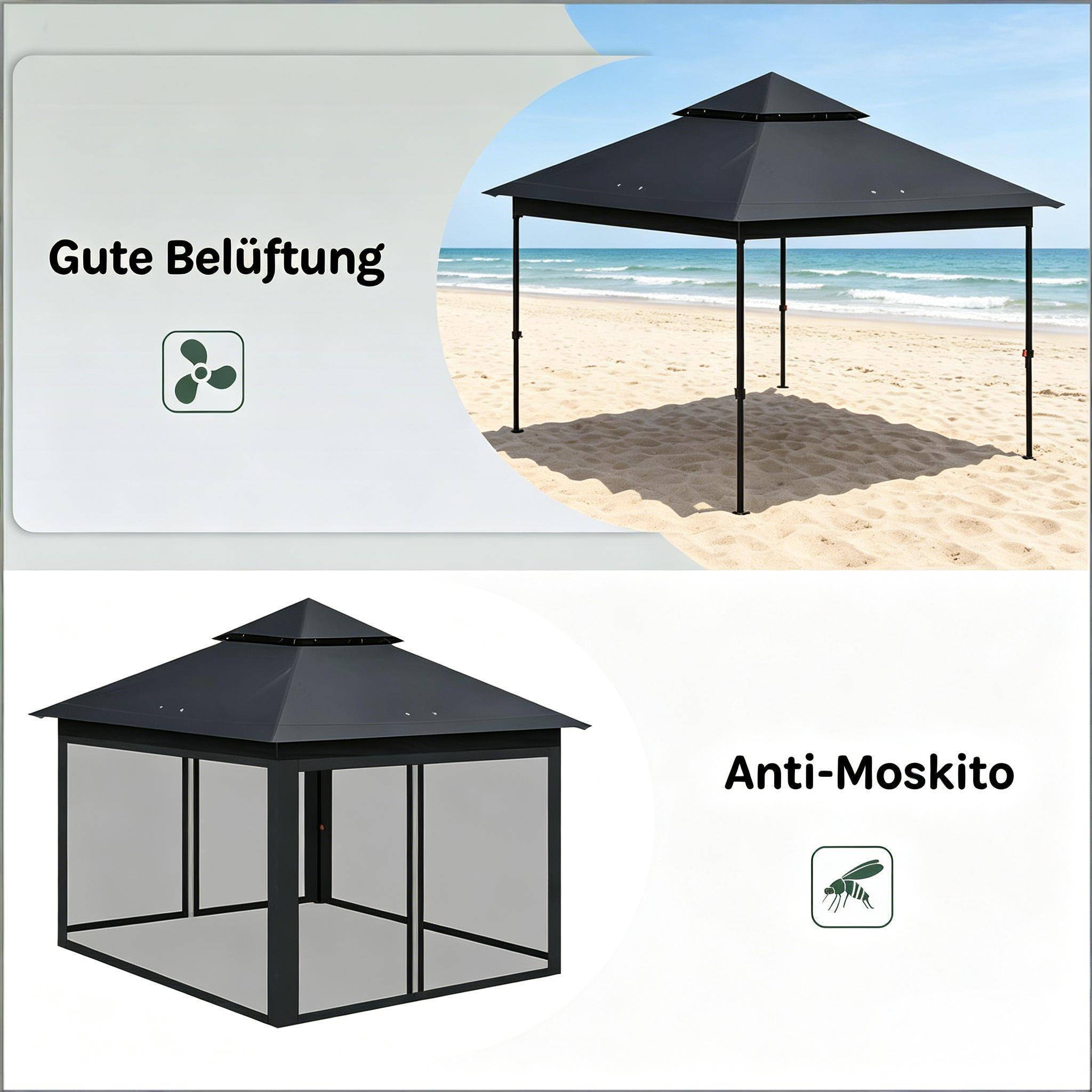 Tente de jardin extérieure à double paroi, tentes de fête, gazebo extérieur, gazebo portable pour terrasse (gazebo uniquement) - Image 5