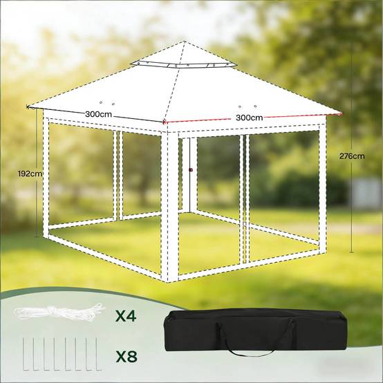 Tente de jardin extérieure à double paroi, tentes de fête, gazebo extérieur, gazebo portable pour terrasse (gazebo uniquement) - Image 8