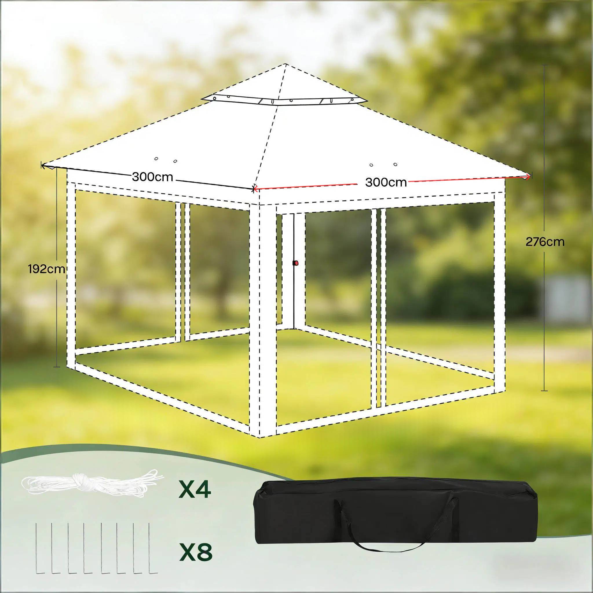 Tente de jardin extérieure à double paroi, tentes de fête, gazebo extérieur, gazebo portable pour terrasse (gazebo uniquement) - Image 8