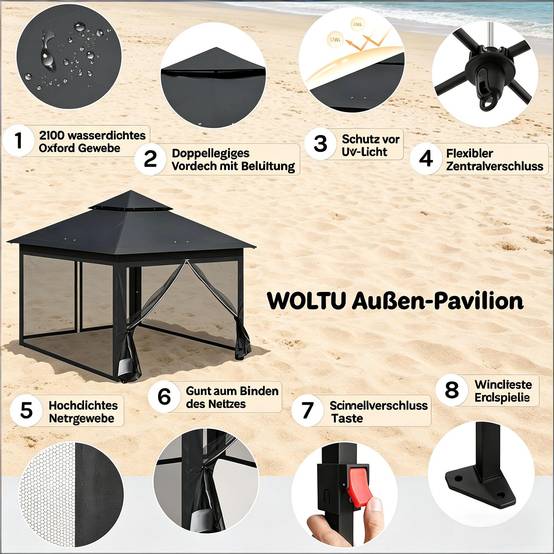 Tente de jardin extérieure à double paroi, tentes de fête, gazebo extérieur, gazebo portable pour terrasse (gazebo uniquement) - Image 6