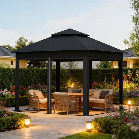 Tente de jardin extérieure à double paroi, tentes de fête, gazebo extérieur, gazebo portable pour terrasse (gazebo uniquement) - Image 1