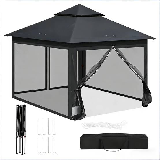 Tente de jardin extérieure à double paroi, tentes de fête, gazebo extérieur, gazebo portable pour terrasse (gazebo uniquement) - Image 7
