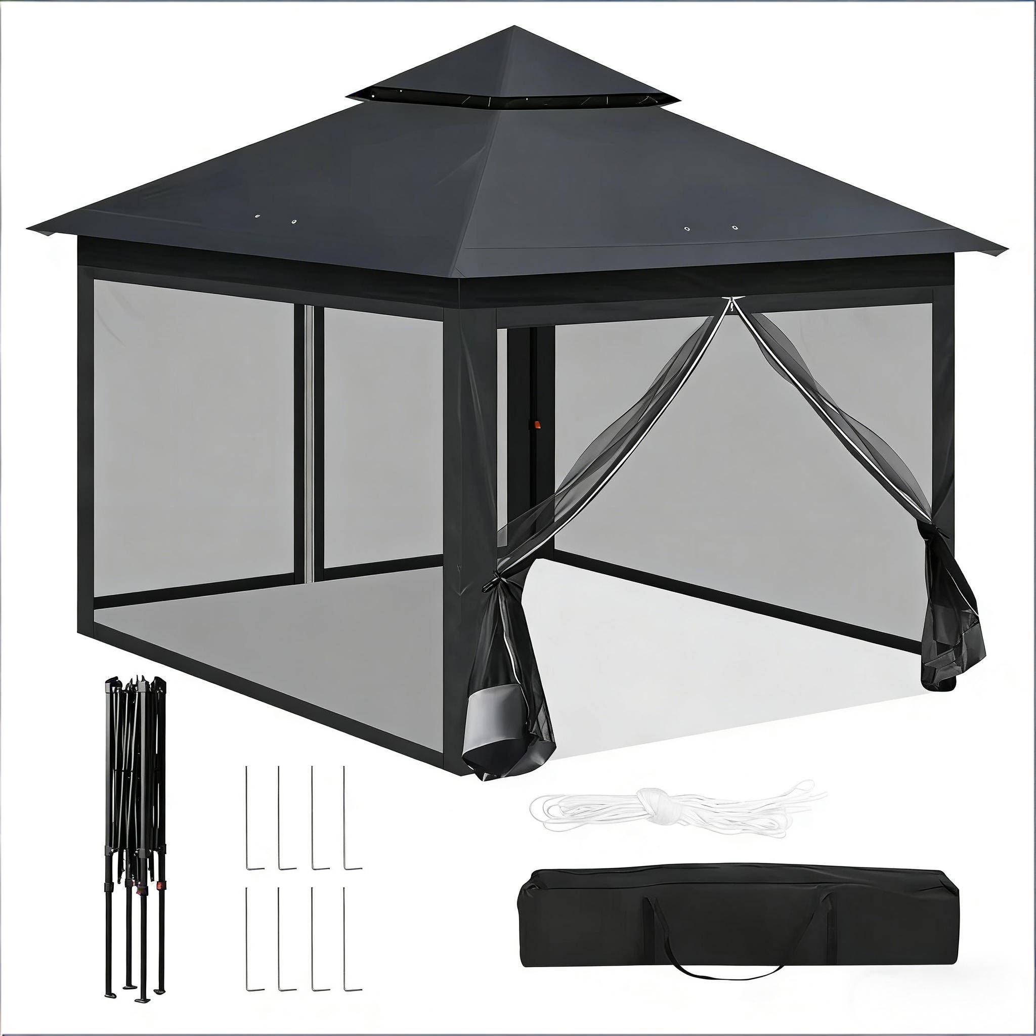 Tente de jardin extérieure à double paroi, tentes de fête, gazebo extérieur, gazebo portable pour terrasse (gazebo uniquement) - Image 7