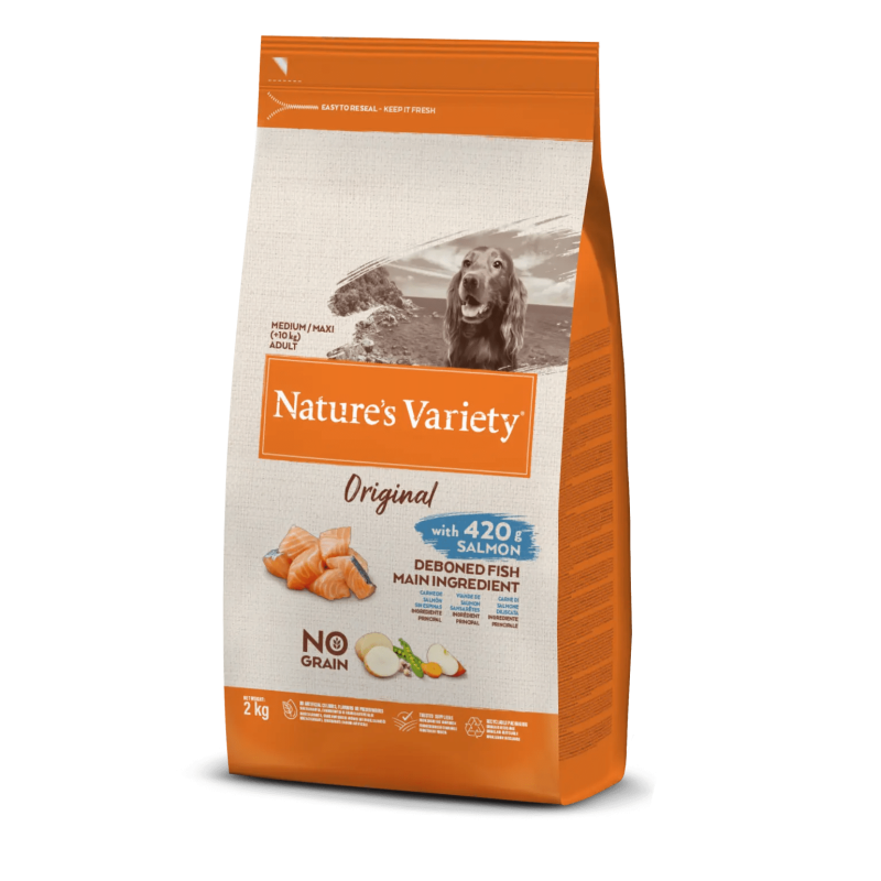 CROQUETTE CHIEN - ORIGINAL MEDIUM/MAX SAUMON - NATURE'S VARIETY 2 kg - Image 1
