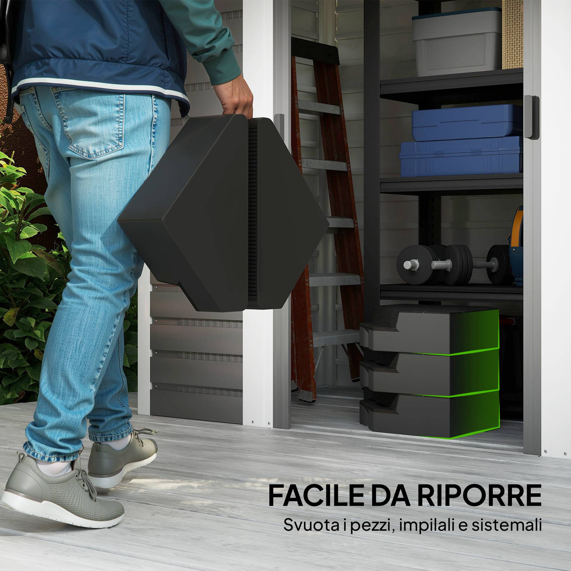 Set 4 dalles base pour parasol déporté remplissables avec eau ou sable jusqu'à 80 kg, noir - Image 10
