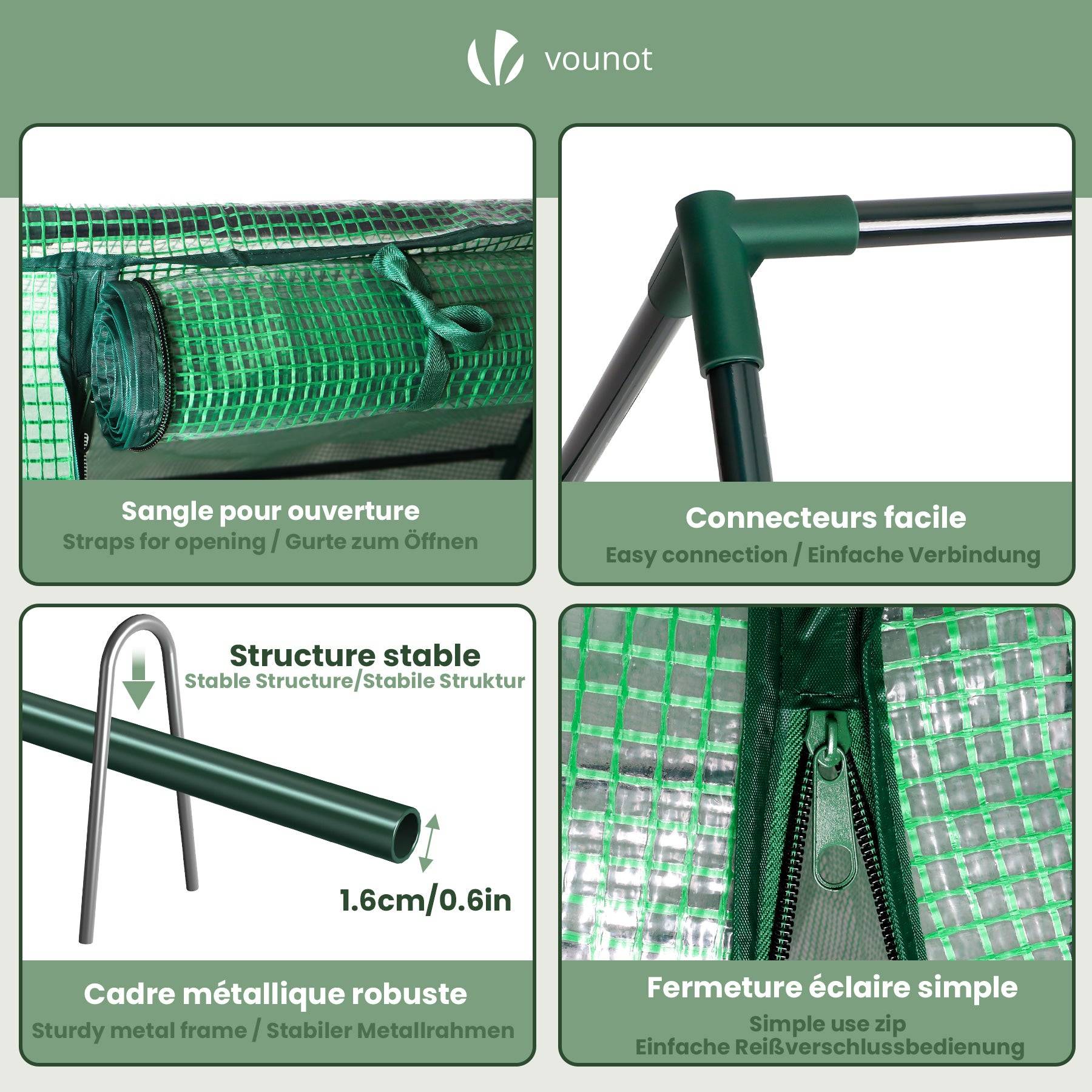 Mini Serre de jardin avec 2 portes enroulables bache PE renforcee 135g/m2 180x90x90cm Vert - Image 5
