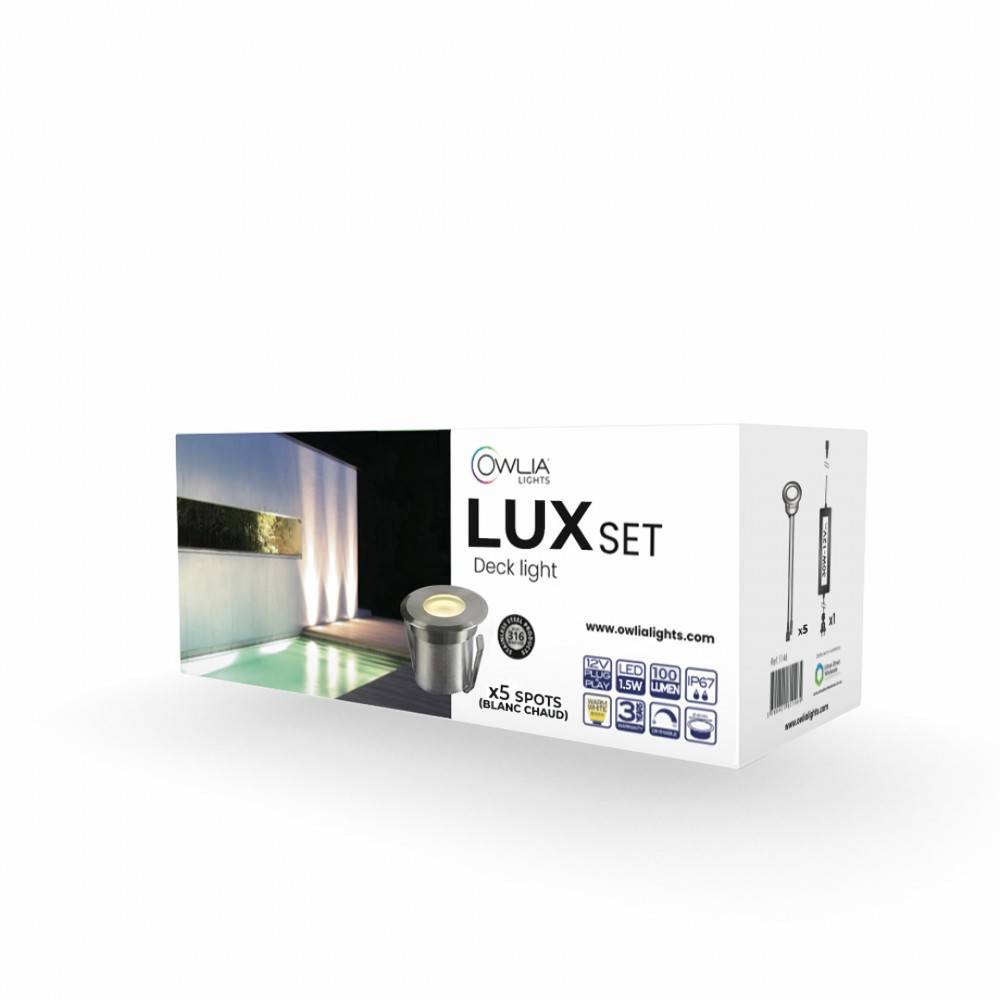 5 Spots LED LUX Blanc Chaud - Transformateur 30W - OWLIA - 50 000 heures de Durée de Vie Moyenne - Spots Terrasse - Image 5