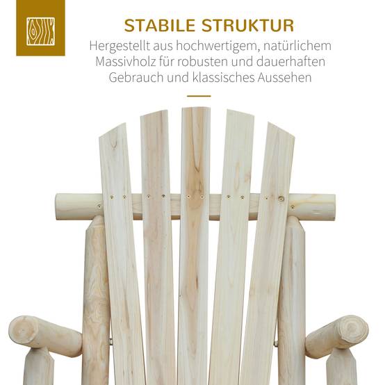 Fauteuil à bascule en bois naturel, dossier haut résistant aux intempéries, capacité 113 kg, pour salon, jardin et balcon - Image 5