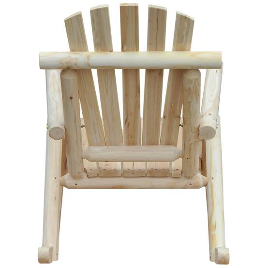Fauteuil à bascule en bois naturel, dossier haut résistant aux intempéries, capacité 113 kg, pour salon, jardin et balcon - Image 8