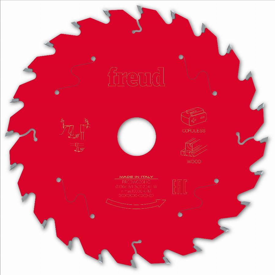 Lame pour scie circulaire portative sans fil FREUD - Ø136 1,45/1 AL20 Z24 BA 20° - F03FS10044 -FR03W003HC - Image 2
