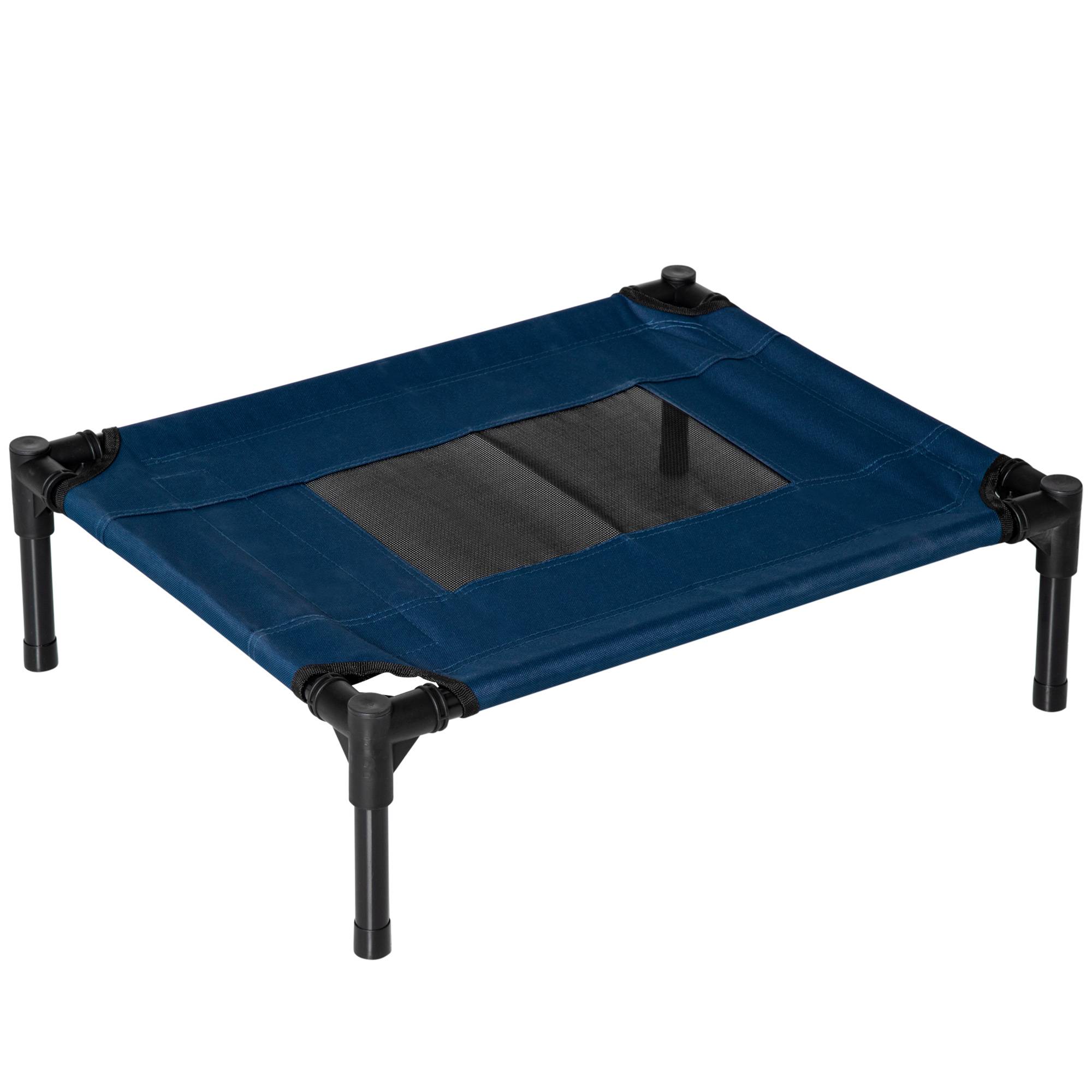 ComfortXL - Lit surélevé pour petit chien en acier et tissu Oxford 61 x 46 x 18 cm bleu marine et noir couchage aéré - Image 10