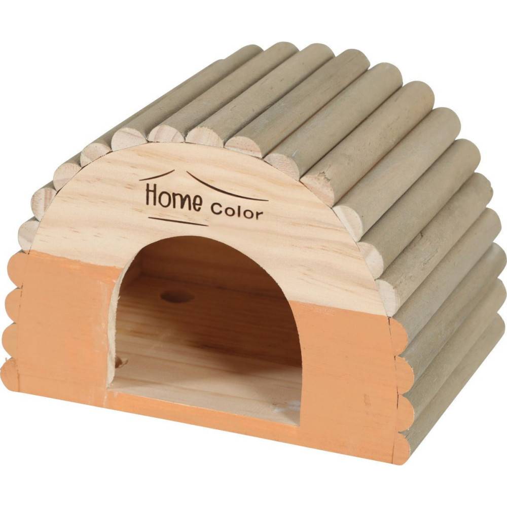 animallparadise - Maison en bois demi rond, caramel, 21 x 14.5 x 15 cm pour rongeur - Image 7