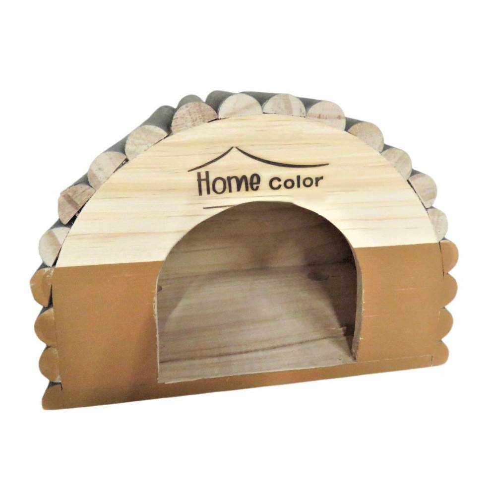animallparadise - Maison en bois demi rond, caramel, 21 x 14.5 x 15 cm pour rongeur - Image 1