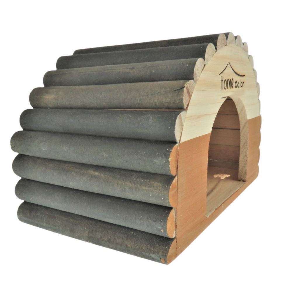 animallparadise - Maison en bois demi rond, caramel, 21 x 14.5 x 15 cm pour rongeur - Image 2