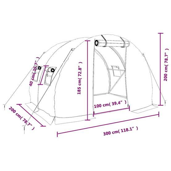 Serre de Jardin Tunnel Acier Galvanisé PE Potager Protection Cultures 6m² Blanc - ComfortXL Outdoor Living - Image 6