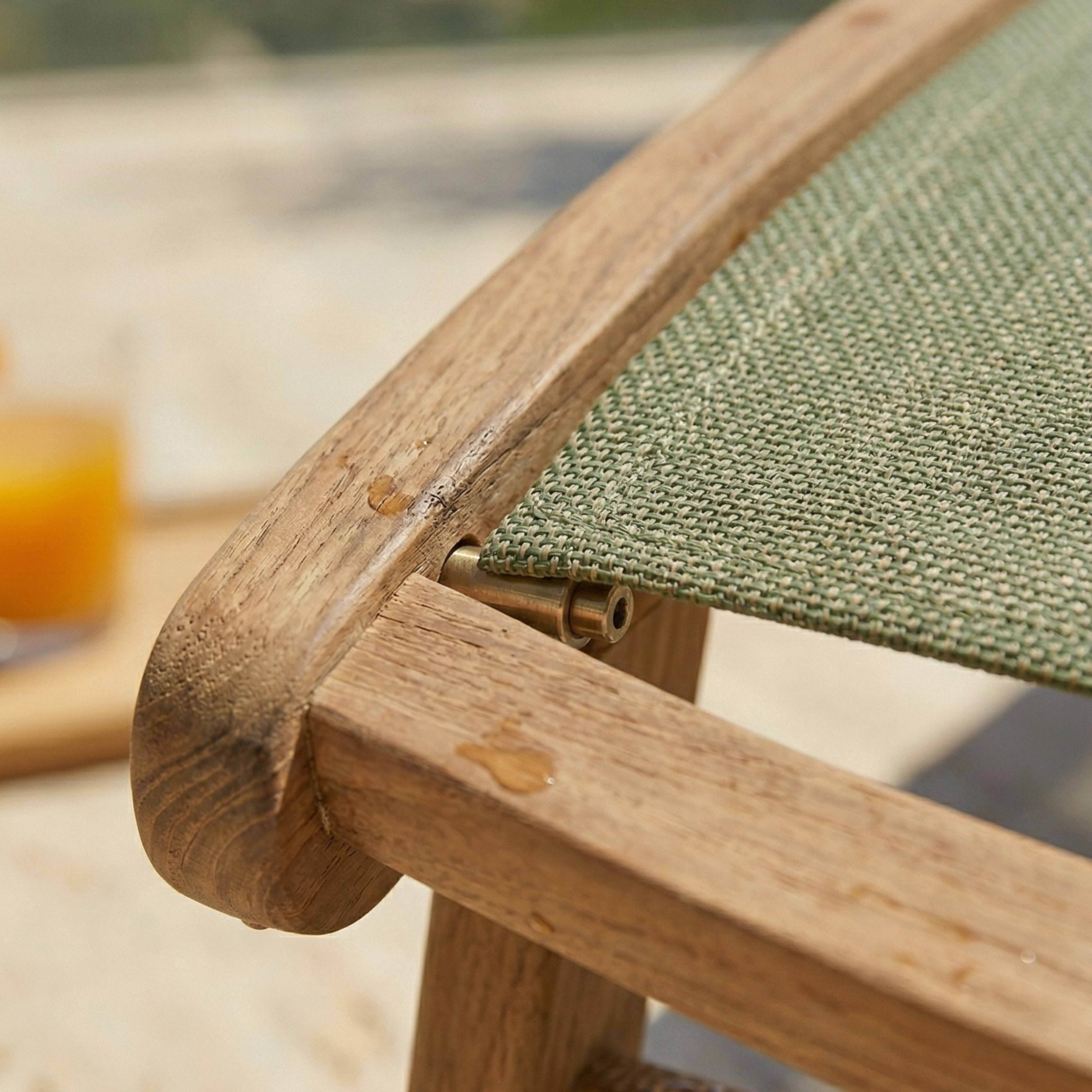 Oviala - Lot de 2 bains de soleil en bois inclinable avec roues vert sauge Aubagne - Oviala - Image 3