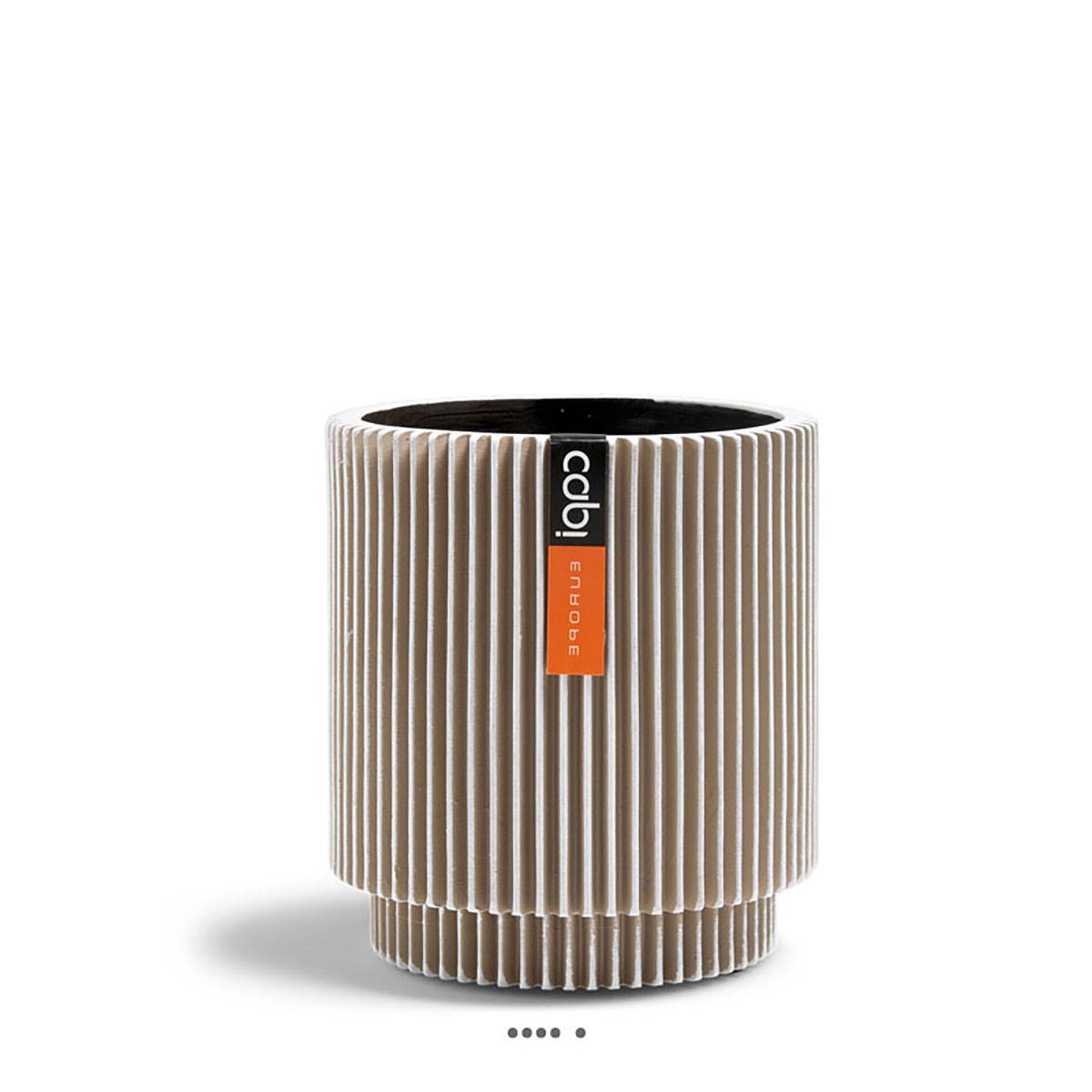 Artificielles - Vase cylindre Groove plastique H 21 x D 19 cm Blanc - dimhaut: H 21 cm - couleur: Blanc neige - Image 1