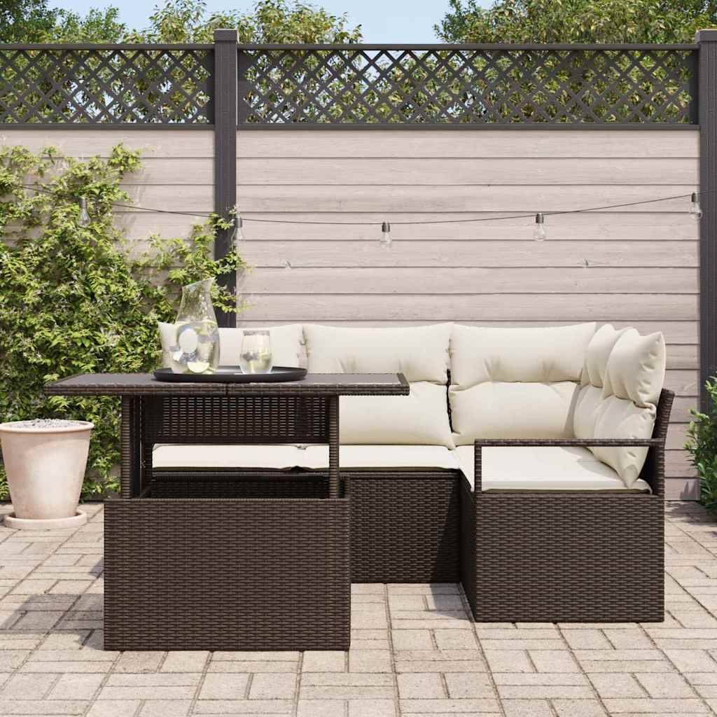 ComfortXL - Canapé Extérieur 5 Sièges Résine Tressée Marron et Crème Idéal pour Petit Balcon ou Patio – ComfortXL Outdoor Living - Image 3