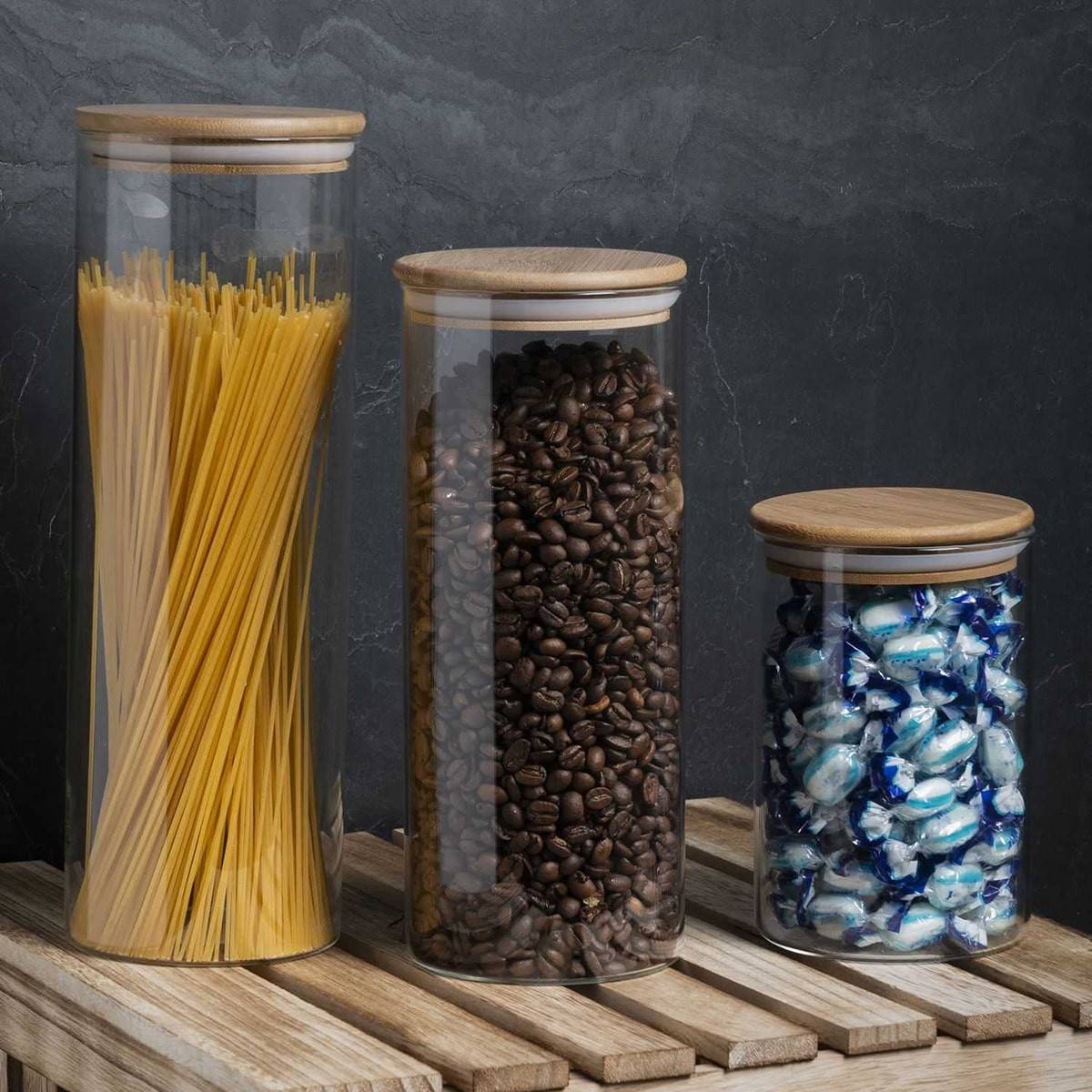Bocal de Conservation 1,2L en Verre Couvercle Bambou - BAMPA - Image 4