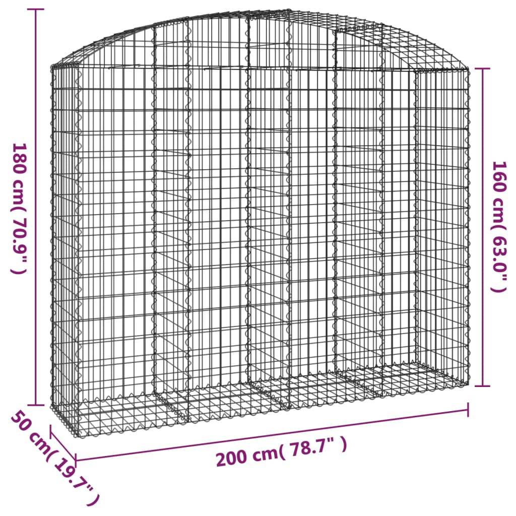 Vidaxl - Panier de gabions arqué 200x50x160/180 cm Fer galvanisé vidaXL 153478 - Image 3