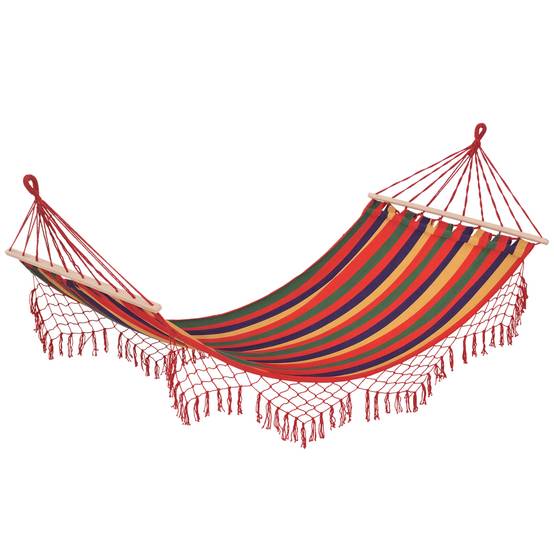 Hamac de voyage Coton Polyester Jardin Camping Filet tombant 2x1m Multicolore - ComfortXL Outdoor Living - Image 1