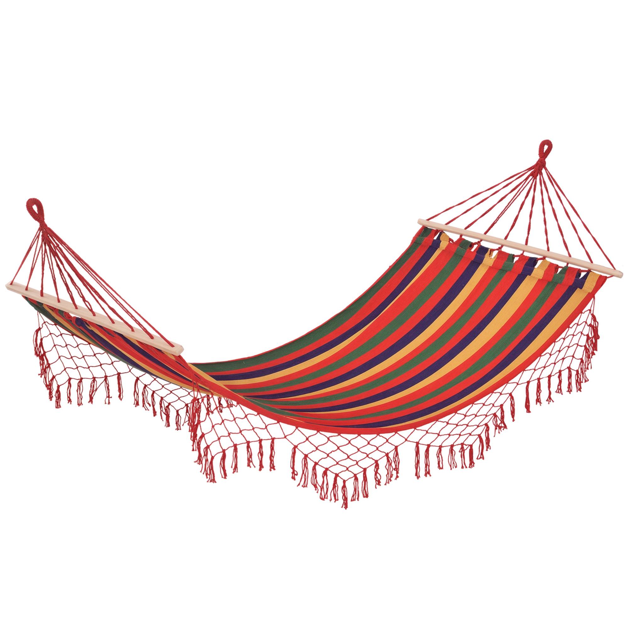 Hamac de voyage Coton Polyester Jardin Camping Filet tombant 2x1m Multicolore - ComfortXL Outdoor Living - Image 1