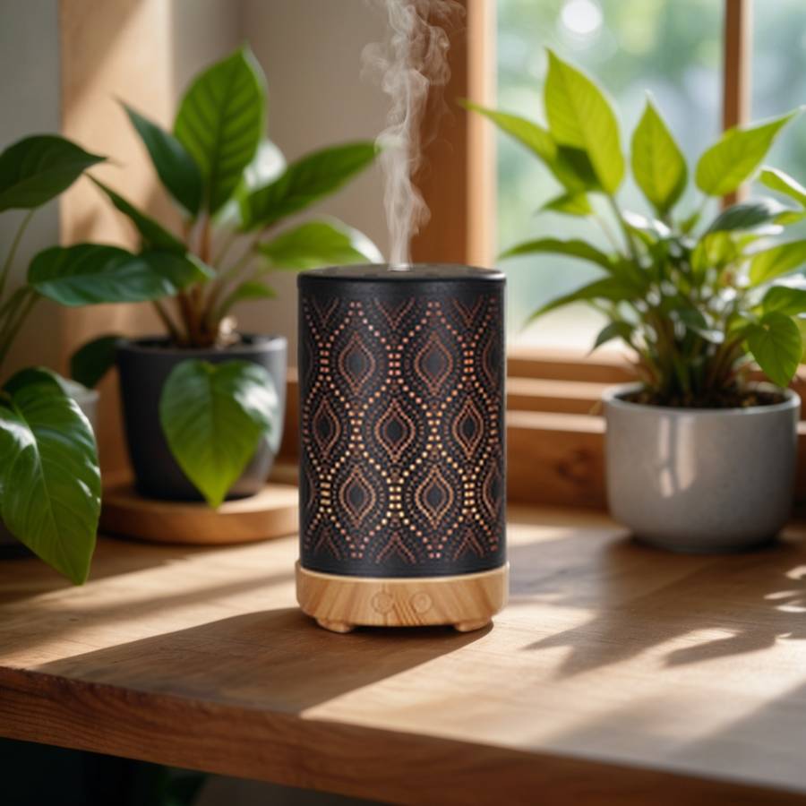Zen'Arôme Diffuseur Aromathérapie avec Télécommande Séville - Éclairage Led Personnalisable - Coque en Métal avec Motif Original - Image 1