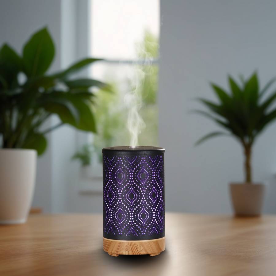 Zen'Arôme Diffuseur Aromathérapie avec Télécommande Séville - Éclairage Led Personnalisable - Coque en Métal avec Motif Original - Image 4