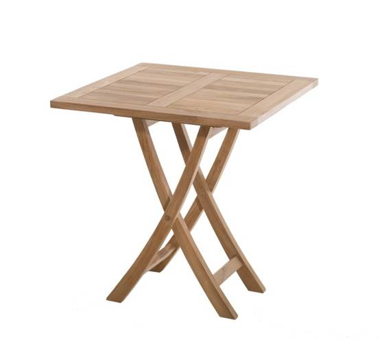 FUN - Table de jardin 2 personnes, carrée pliante 70x70cm en bois Teck - Image 1
