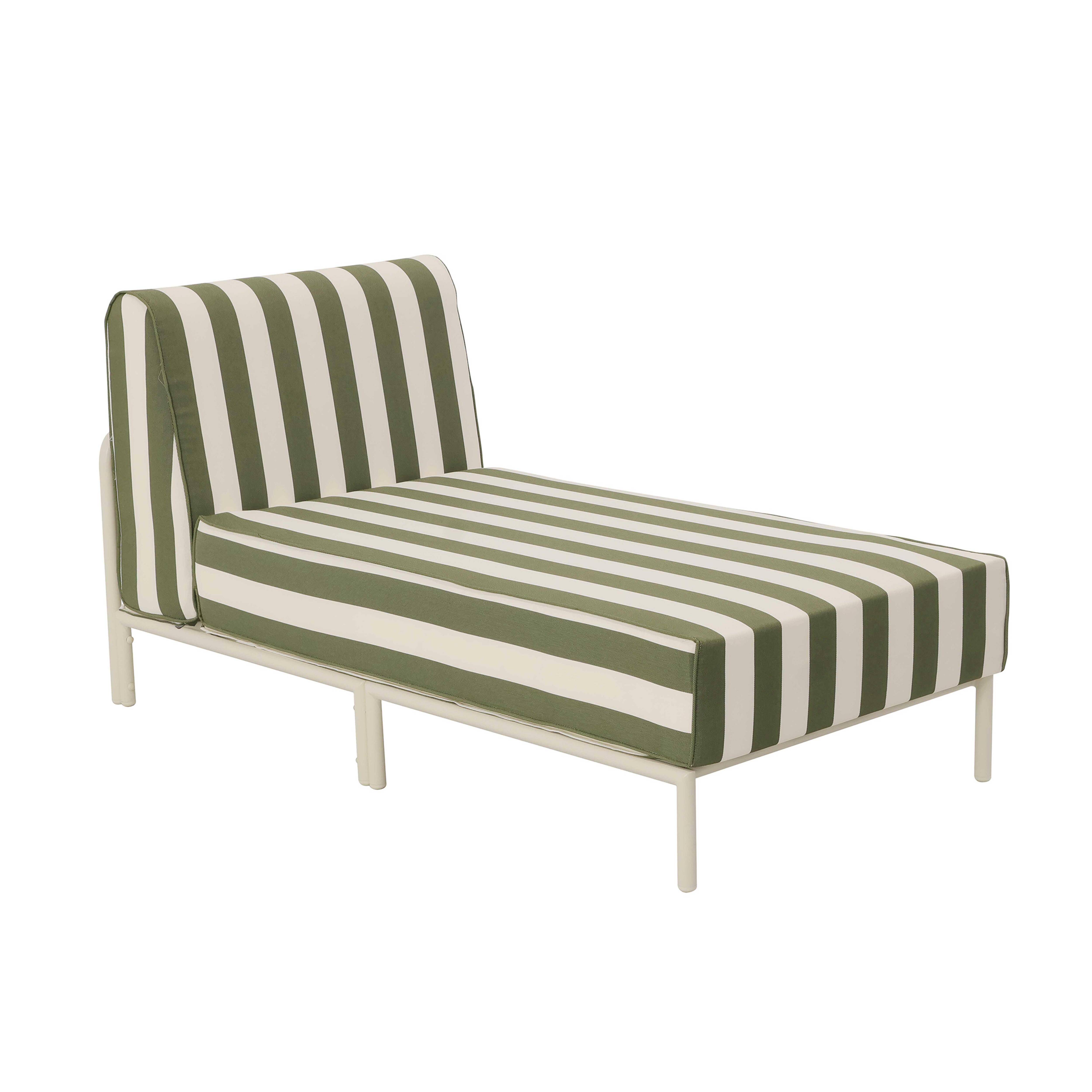 Oviala - Méridienne rayée pour salon de jardin modulable en tissu vert kaki Patio - Oviala