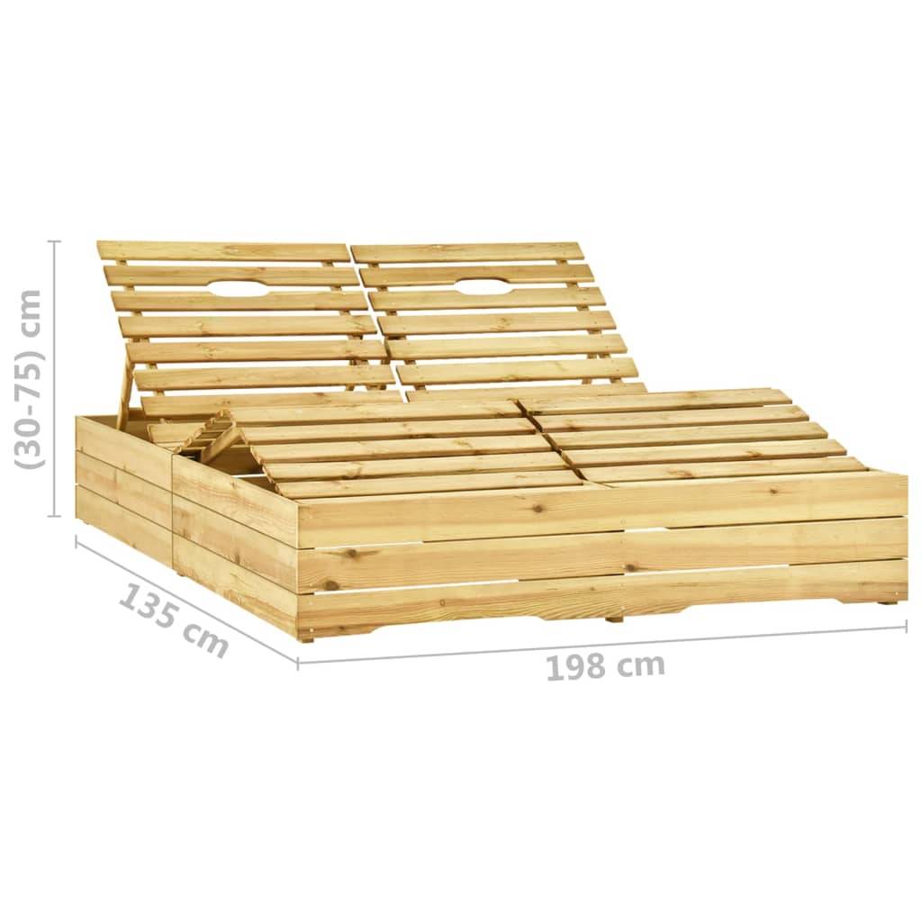 Helloshop26 - Transat chaise longue bain de soleil lit de jardin terrasse meuble d'extérieur double et coussins 198 x 135 x (30-75) cm taupe bois de pin imprégné - Image 7